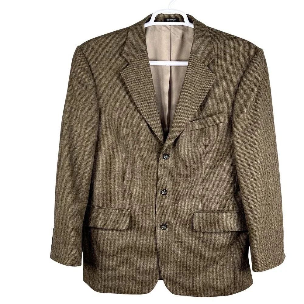 John Ashford Mens 41R Brown Soft Wool Camelhair Blend Tweed Sport Coat Old Money